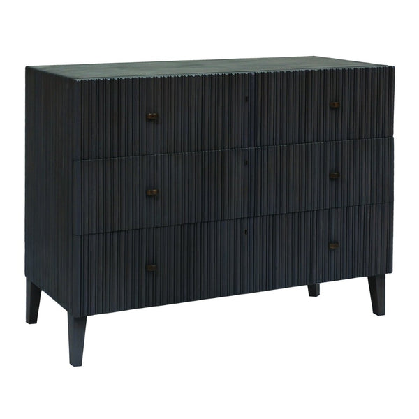 Atlas Bolt 3-Drawer Chest - Handcrafted Solid Wood Storage with Ribbed Design for Modern Farmhouse Style ST11009-01