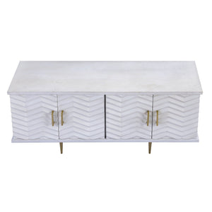 Atlas Brendle Credenza - Chic Whitewashed Storage with Herringbone Doors & Brass Accents for Any Space ST11012-01
