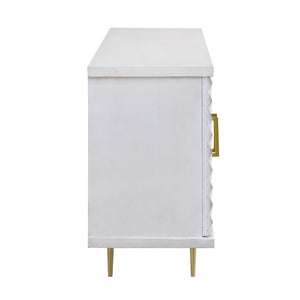 Atlas Brendle Credenza - Chic Whitewashed Storage with Herringbone Doors & Brass Accents for Any Space ST11012-01