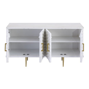 Atlas Brendle Credenza - Chic Whitewashed Storage with Herringbone Doors & Brass Accents for Any Space ST11012-01
