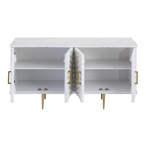 Atlas Brendle Credenza - Chic Whitewashed Storage with Herringbone Doors & Brass Accents for Any Space ST11012-01
