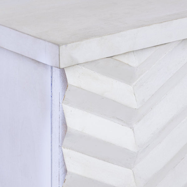 Atlas Brendle Credenza - Chic Whitewashed Storage with Herringbone Doors & Brass Accents for Any Space ST11012-01
