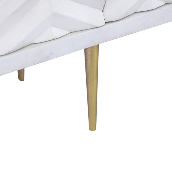 Atlas Brendle Credenza - Chic Whitewashed Storage with Herringbone Doors & Brass Accents for Any Space ST11012-01