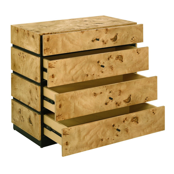 Atlas Bromo Chest - Stylish Natural Mappa Burl Storage with Four Drawers for Any Room's Practical Elegance Large Natural Burl ST11013-01