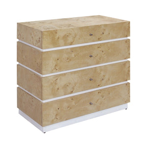 Atlas Bromo Chest - Stylish Natural Mappa Burl Storage with Four Drawers for Any Room's Practical Elegance Large Bleached Burl ST11013-02