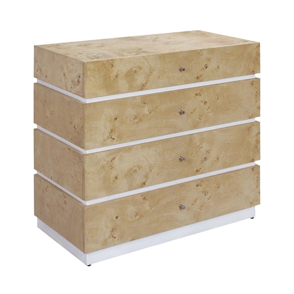 Atlas Bromo Chest - Stylish Natural Mappa Burl Storage with Four Drawers for Any Room's Practical Elegance Large Bleached Burl ST11013-02