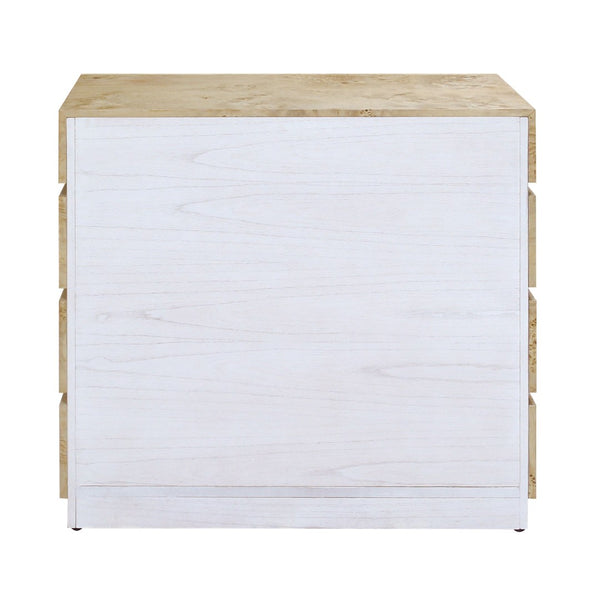 Atlas Bromo Chest - Stylish Natural Mappa Burl Storage with Four Drawers for Any Room's Practical Elegance Large Bleached Burl ST11013-02
