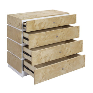 Atlas Bromo Chest - Stylish Natural Mappa Burl Storage with Four Drawers for Any Room's Practical Elegance Large Bleached Burl ST11013-02