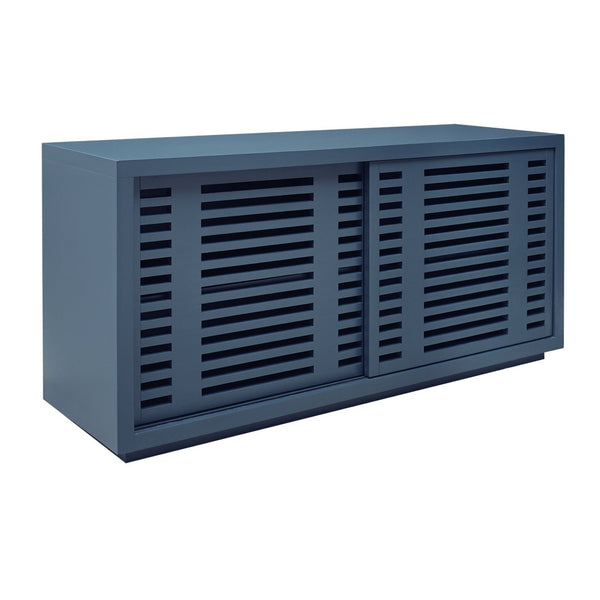 Atlas Calamar Credenza - Stylish Storage Solution with Slatted Doors for Modern Living Spaces and Offices Neptune Blue ST11014-01