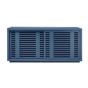 Atlas Calamar Credenza - Stylish Storage Solution with Slatted Doors for Modern Living Spaces and Offices Neptune Blue ST11014-01