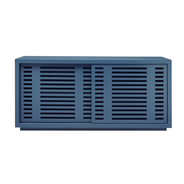 Atlas Calamar Credenza - Stylish Storage Solution with Slatted Doors for Modern Living Spaces and Offices Neptune Blue ST11014-01