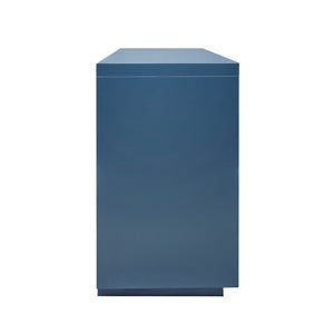 Atlas Calamar Credenza - Stylish Storage Solution with Slatted Doors for Modern Living Spaces and Offices Neptune Blue ST11014-01
