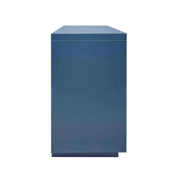 Atlas Calamar Credenza - Stylish Storage Solution with Slatted Doors for Modern Living Spaces and Offices Neptune Blue ST11014-01