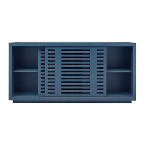 Atlas Calamar Credenza - Stylish Storage Solution with Slatted Doors for Modern Living Spaces and Offices Neptune Blue ST11014-01