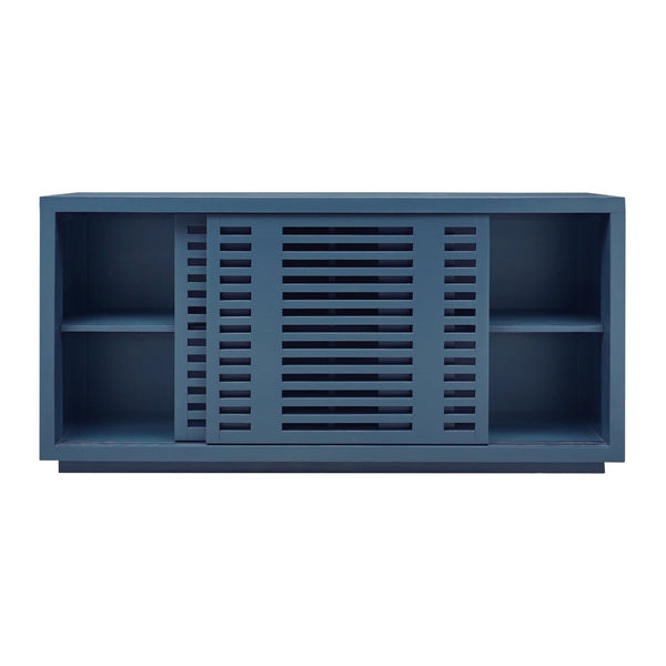 Atlas Calamar Credenza - Stylish Storage Solution with Slatted Doors for Modern Living Spaces and Offices Neptune Blue ST11014-01