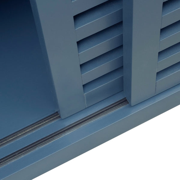 Atlas Calamar Credenza - Stylish Storage Solution with Slatted Doors for Modern Living Spaces and Offices Neptune Blue ST11014-01