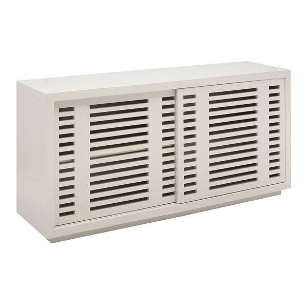 Atlas Calamar Credenza - Stylish Storage Solution with Slatted Doors for Modern Living Spaces and Offices White ST11014-02
