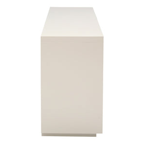 Atlas Calamar Credenza - Stylish Storage Solution with Slatted Doors for Modern Living Spaces and Offices White ST11014-02