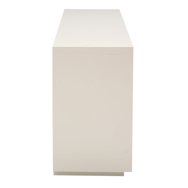 Atlas Calamar Credenza - Stylish Storage Solution with Slatted Doors for Modern Living Spaces and Offices White ST11014-02