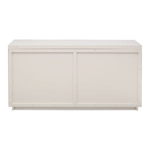Atlas Calamar Credenza - Stylish Storage Solution with Slatted Doors for Modern Living Spaces and Offices White ST11014-02