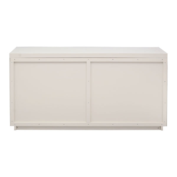 Atlas Calamar Credenza - Stylish Storage Solution with Slatted Doors for Modern Living Spaces and Offices White ST11014-02