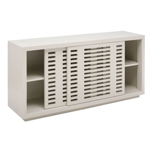 Atlas Calamar Credenza - Stylish Storage Solution with Slatted Doors for Modern Living Spaces and Offices White ST11014-02