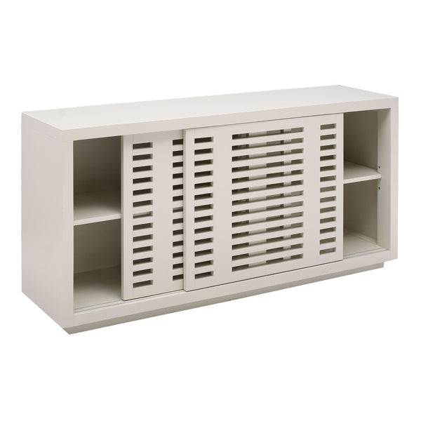 Atlas Calamar Credenza - Stylish Storage Solution with Slatted Doors for Modern Living Spaces and Offices White ST11014-02