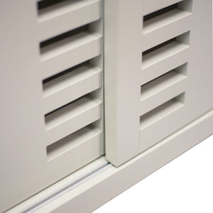 Atlas Calamar Credenza - Stylish Storage Solution with Slatted Doors for Modern Living Spaces and Offices White ST11014-02