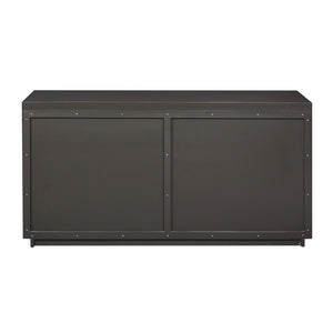 Atlas Calamar Credenza - Stylish Storage Solution with Slatted Doors for Modern Living Spaces and Offices Brown ST11014-03