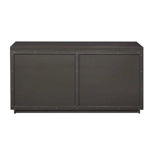 Atlas Calamar Credenza - Stylish Storage Solution with Slatted Doors for Modern Living Spaces and Offices Brown ST11014-03