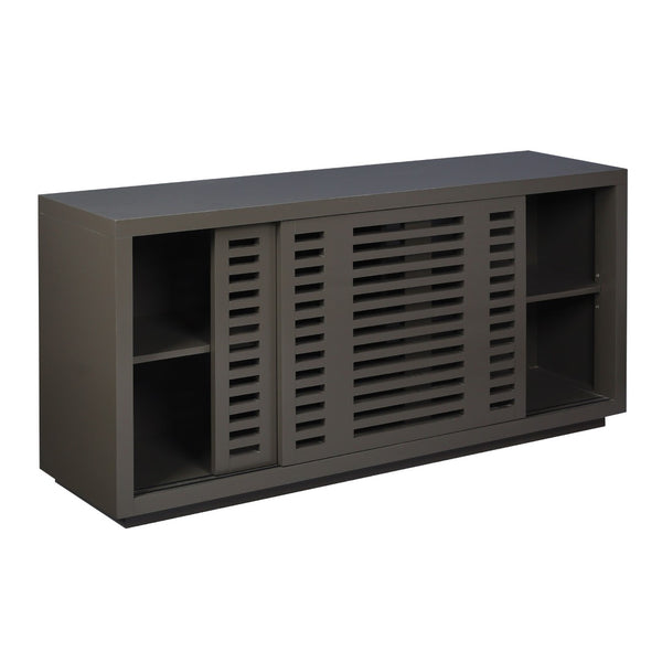 Atlas Calamar Credenza - Stylish Storage Solution with Slatted Doors for Modern Living Spaces and Offices Brown ST11014-03