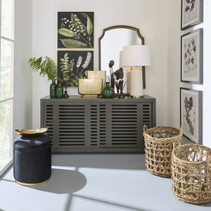 Atlas Calamar Credenza - Stylish Storage Solution with Slatted Doors for Modern Living Spaces and Offices Brown ST11014-03