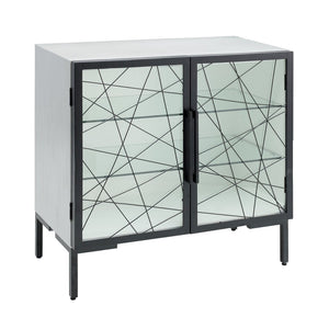 Atlas Checkmate Cabinet - Stylish 2-Door White & Mirror Storage Solution for Small Spaces & Modern Homes ST11015-01