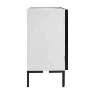 Atlas Checkmate Cabinet - Stylish 2-Door White & Mirror Storage Solution for Small Spaces & Modern Homes ST11015-01