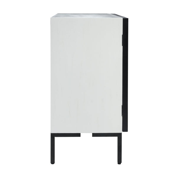 Atlas Checkmate Cabinet - Stylish 2-Door White & Mirror Storage Solution for Small Spaces & Modern Homes ST11015-01