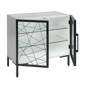 Atlas Checkmate Cabinet - Stylish 2-Door White & Mirror Storage Solution for Small Spaces & Modern Homes ST11015-01