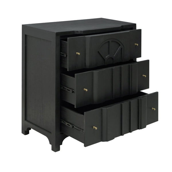 Atlas Conrad Chest - Elegant Kettle Black Storage Solution with Three Drawers and Timeless Design Features ST11019-01