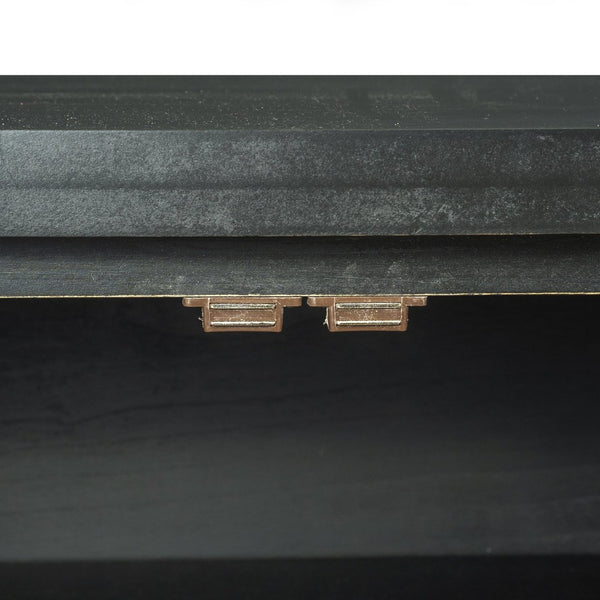 Atlas Conrad Credenza - Matte Kettle Black, Elegant Storage Solution with Carved Design & Glass Doors ST11020-01