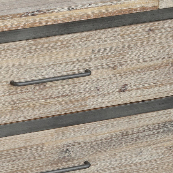 Atlas Cork County Chest - Rustic 3-Drawer Storage Solution with Industrial Iron Frame & Natural Acacia Wood ST11021-01