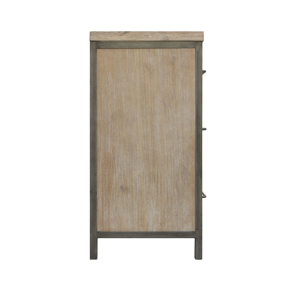 Atlas Cork County Cabinet - Rustic 2-Door 3-Drawer Storage Solution in Natural Acacia & Iron Frame Design ST11022-01