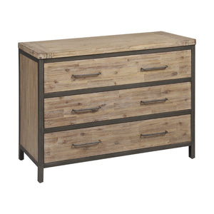 Atlas Cork County Chest - Stylish Natural Acacia Storage with Iron Frame for Rustic Industrial Charm ST11023-01