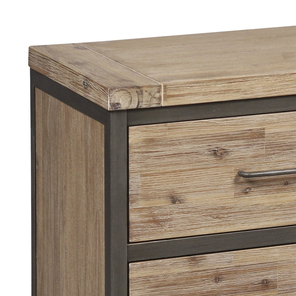 Atlas Cork County Chest - Stylish Natural Acacia Storage with Iron Frame for Rustic Industrial Charm ST11023-01