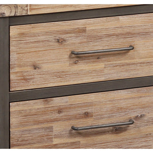 Atlas Cork County Chest - Stylish Natural Acacia Storage with Iron Frame for Rustic Industrial Charm ST11023-01