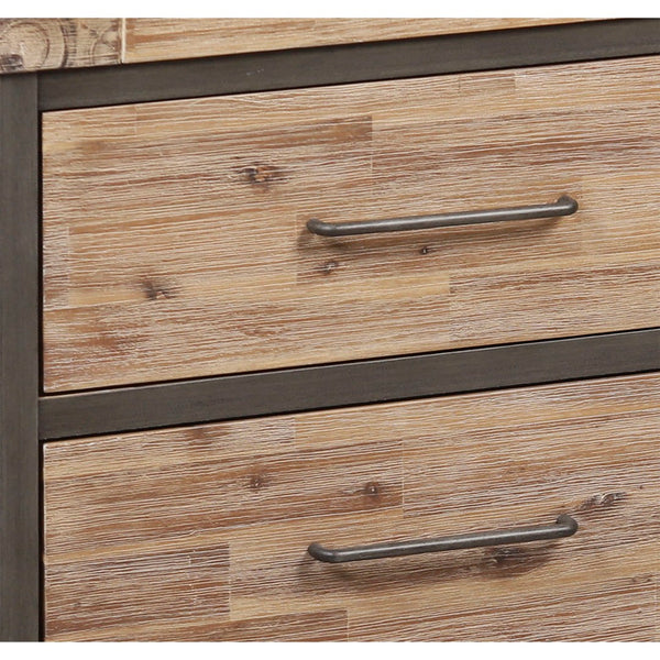 Atlas Cork County Chest - Stylish Natural Acacia Storage with Iron Frame for Rustic Industrial Charm ST11023-01