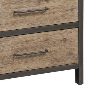 Atlas Cork County Chest - Stylish Natural Acacia Storage with Iron Frame for Rustic Industrial Charm ST11023-01