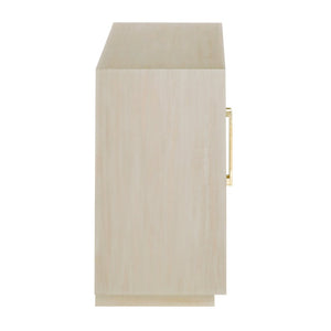 Atlas Crystal Bay Cabinet - Stylish Coastal Storage Solution with Adjustable Shelves & Linen-Wrapped Doors ST11024-01