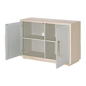 Atlas Crystal Bay Cabinet - Stylish Coastal Storage Solution with Adjustable Shelves & Linen-Wrapped Doors ST11024-01