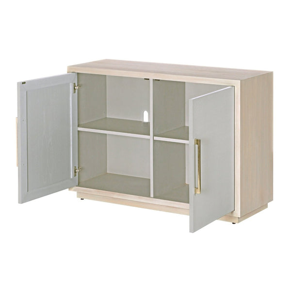 Atlas Crystal Bay Cabinet - Stylish Coastal Storage Solution with Adjustable Shelves & Linen-Wrapped Doors ST11024-01
