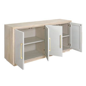 Atlas Crystal Bay Credenza - Handcrafted Storage Solution with Adjustable Shelving & Elegant Linen Wrap Finish ST11025-01