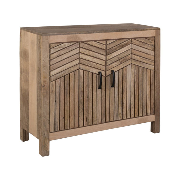 Atlas Deltaville Cabinet - Solid Mango Wood Storage Solution with Slatted Doors for Home Décor Versatility ST11026-01